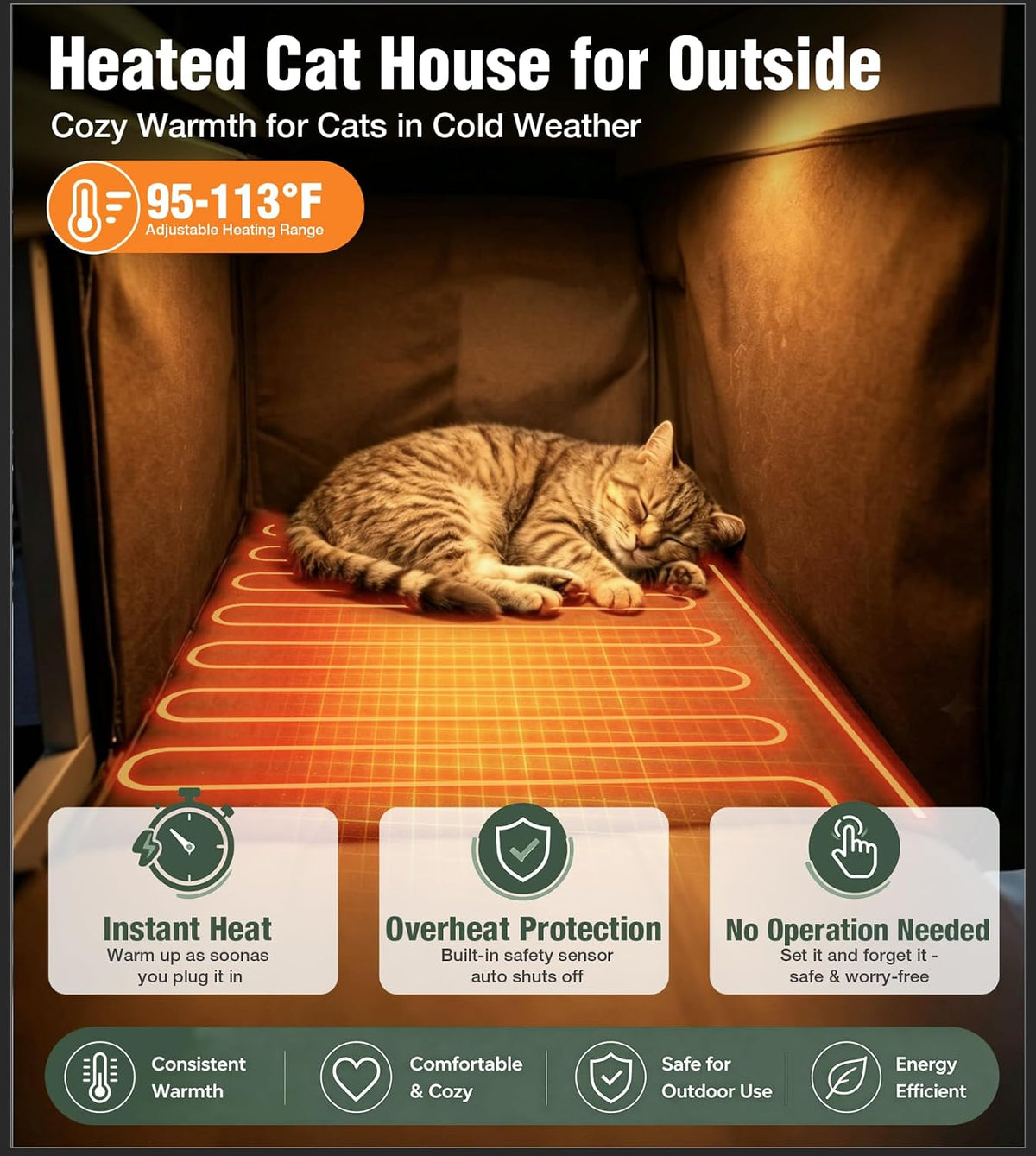 GUTINNEEN Large 2 Story Heated Cat House for outside Weatherproof