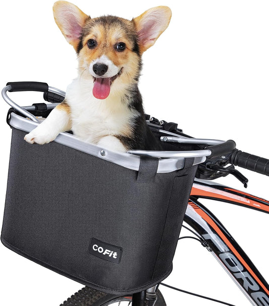 Detachable Bike Basket, Multi-Purpose Bicycle Handlebar Basket for Pet, Shopping, Commuter, Camping and Outdoor