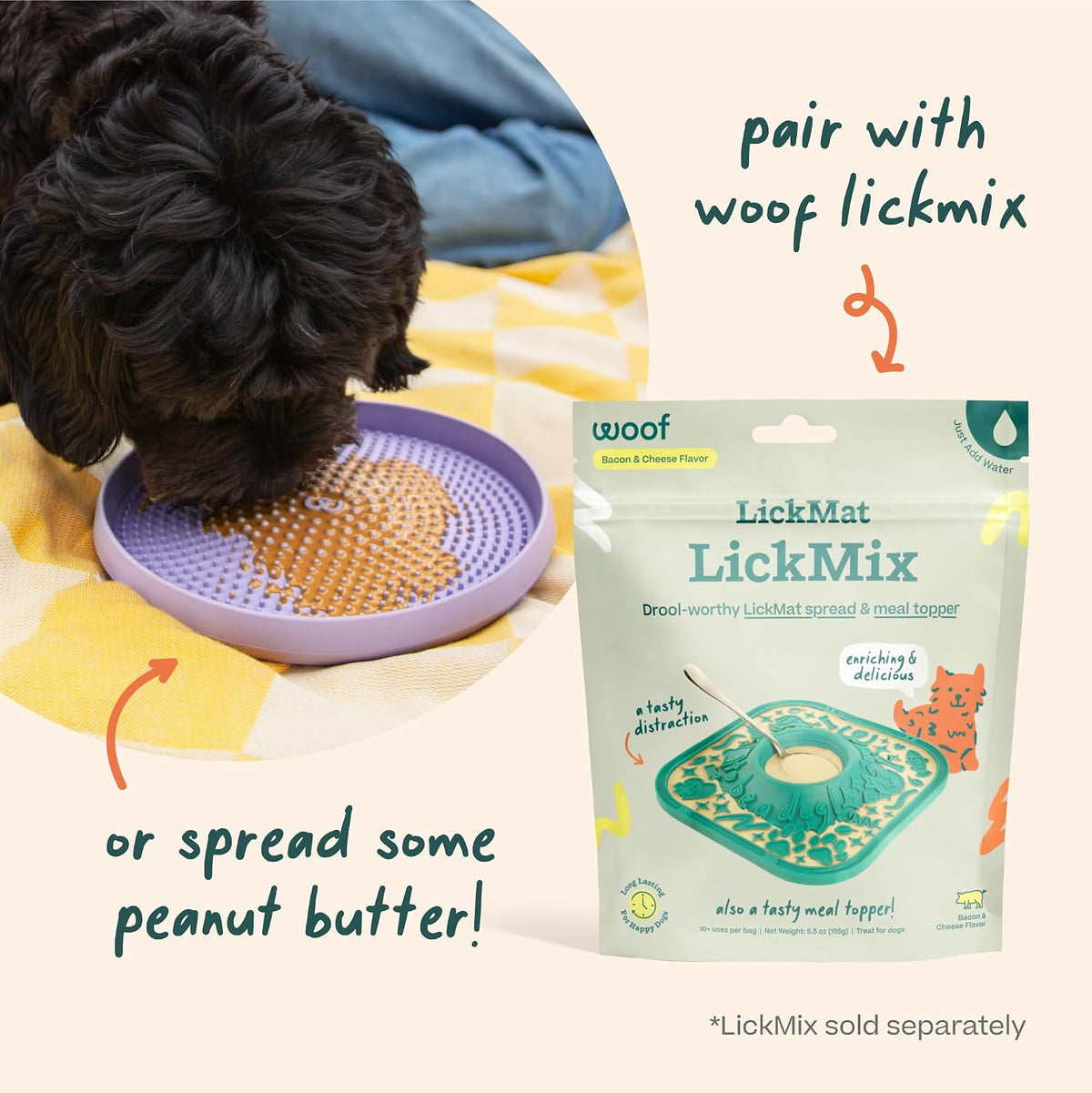 WOOF Fly N' Feed Flying Disc & Lick Mat Dog Toy - Lavender