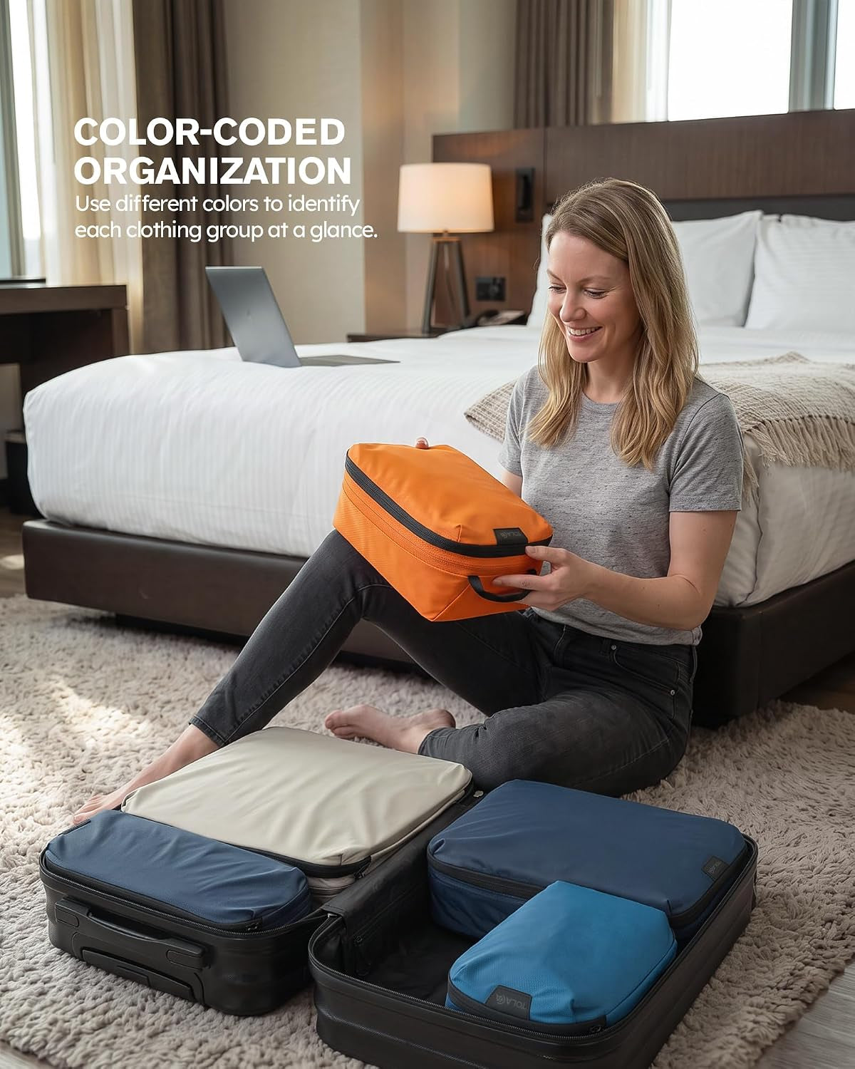 Tolaccea Travel Packing Cubes Set Compression Organizers for 20" Luggage