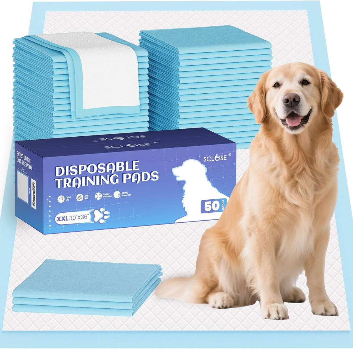 SCLOSE Puppy Pads XXL 50 Count 30"X36" Dog Pee Pads Extra Large Wee Wee Pad