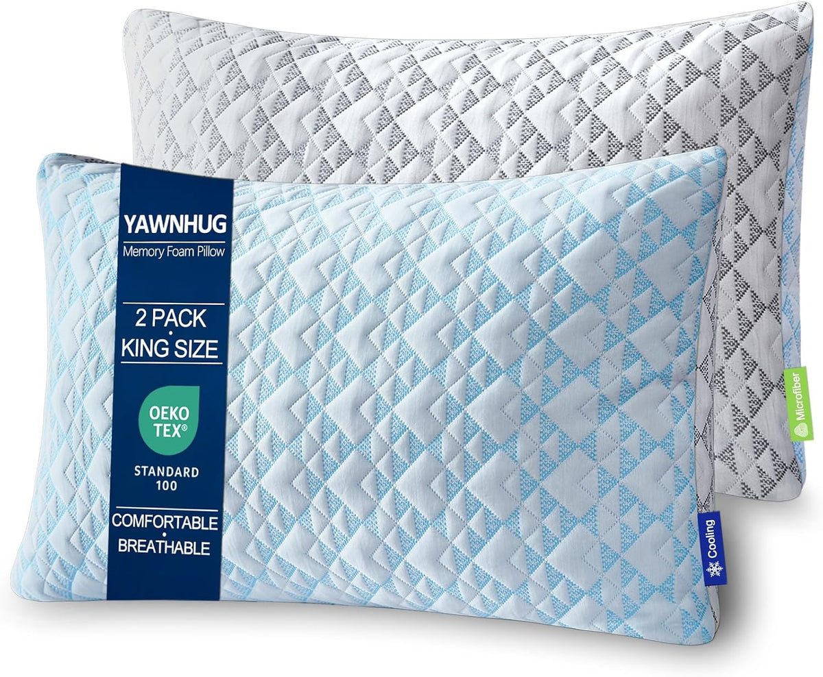 Cooling Shredded Memory Foam Pillows: Adjustable King Size Set of 2