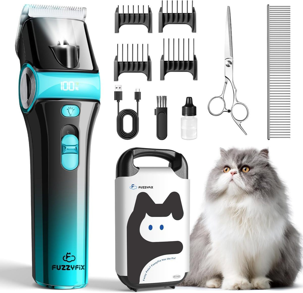 Cat Clippers for Grooming with 5-In-1 Blade Cat Grooming Kit