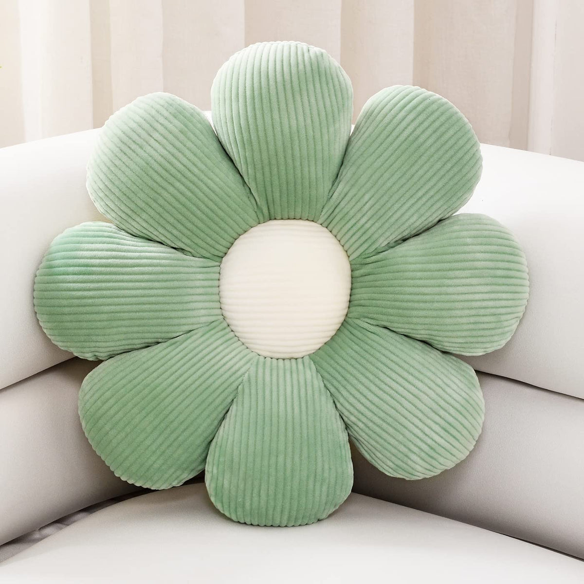 Sioloc Flower Pillow Shaped Throw Pillow Butt Cushion Flower Floor Pillow,Seating Cushion,Cute Room Decor & Plush Pillow for Bedroom Sofa Chair(Green,15.7'')