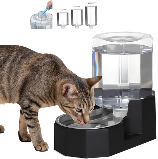 Sfozstra 5L Cat Gravity Water Bowl Dispenser: Stainless Steel Bowl