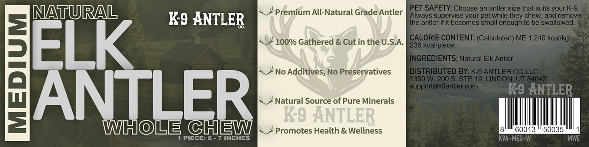 Elk Antlers for Dogs – Medium Whole (6-7.5 Inch), Durable Chew for Aggressive Chewers, USA Sourced, Naturally Shed & Ethically Harvested