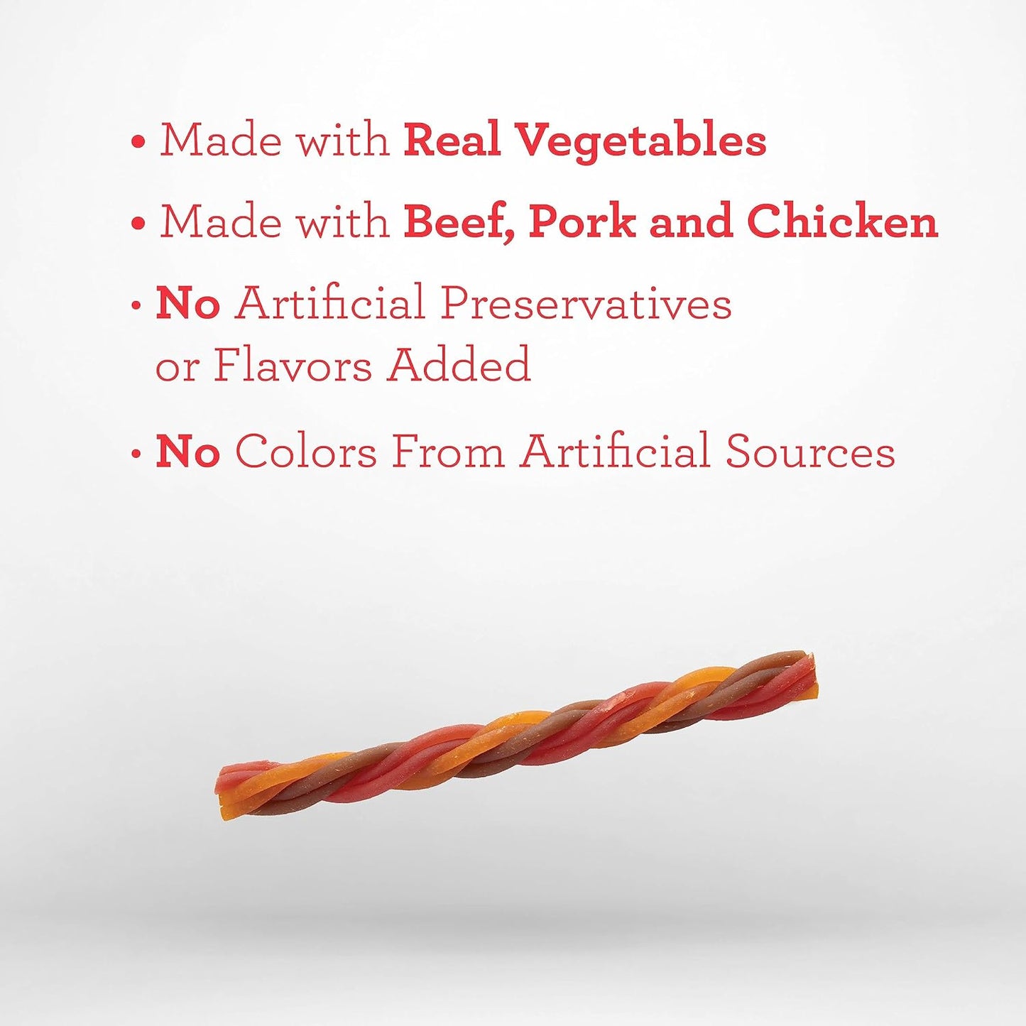 Dreambone Triple Flavor Twisties Chews for Dogs, Treat Your Dog to Easy-To-Digest Rawhide-Free Chews Made with Real Beef, Pork & Chicken, 25 Count