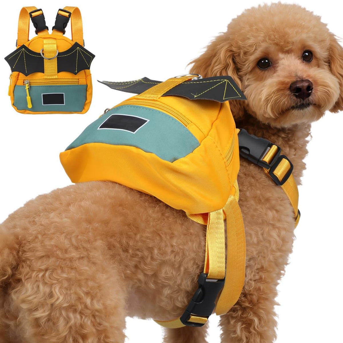Green Canvas Dog Backpack for Pets, Waterproof Vest Bag