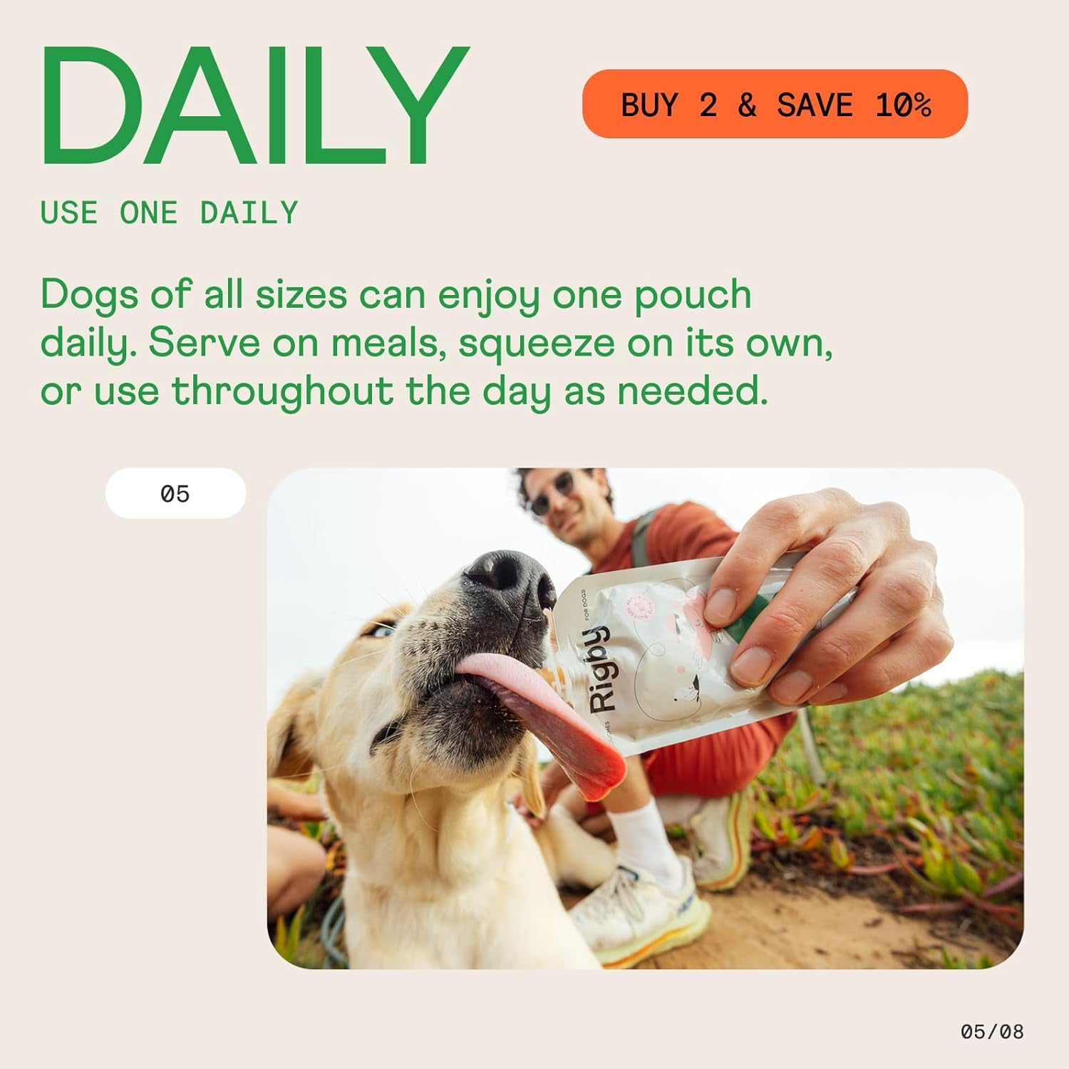 Rigby Organic Grass-Fed Beef Dog Squeeze Pouches — One Pouch Every Day for Meal Topping, Training, Pill Pockets, Lick Mats & Enrichment — Low-Calorie Real Food for Muscle & Recovery Support