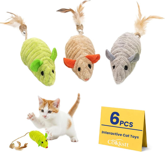 6 Pack Mouse Toys for Cats - Cat Mice Toys with Catnip & Silvervine, Crinkle Cat Toy Mouse, Interactive Catnip Mice for Indoor Cats, Kitten Toys for Bored Adult Cats, Cat Gifts