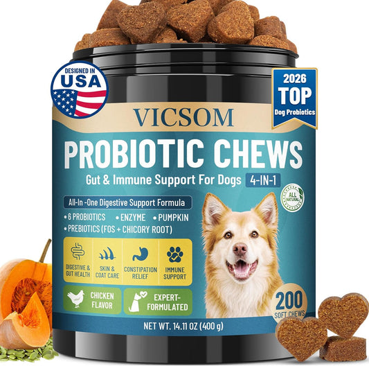 Probiotics for Dogs Probiotic Chews, Gut, Immune & Skin Care, 200 Ct