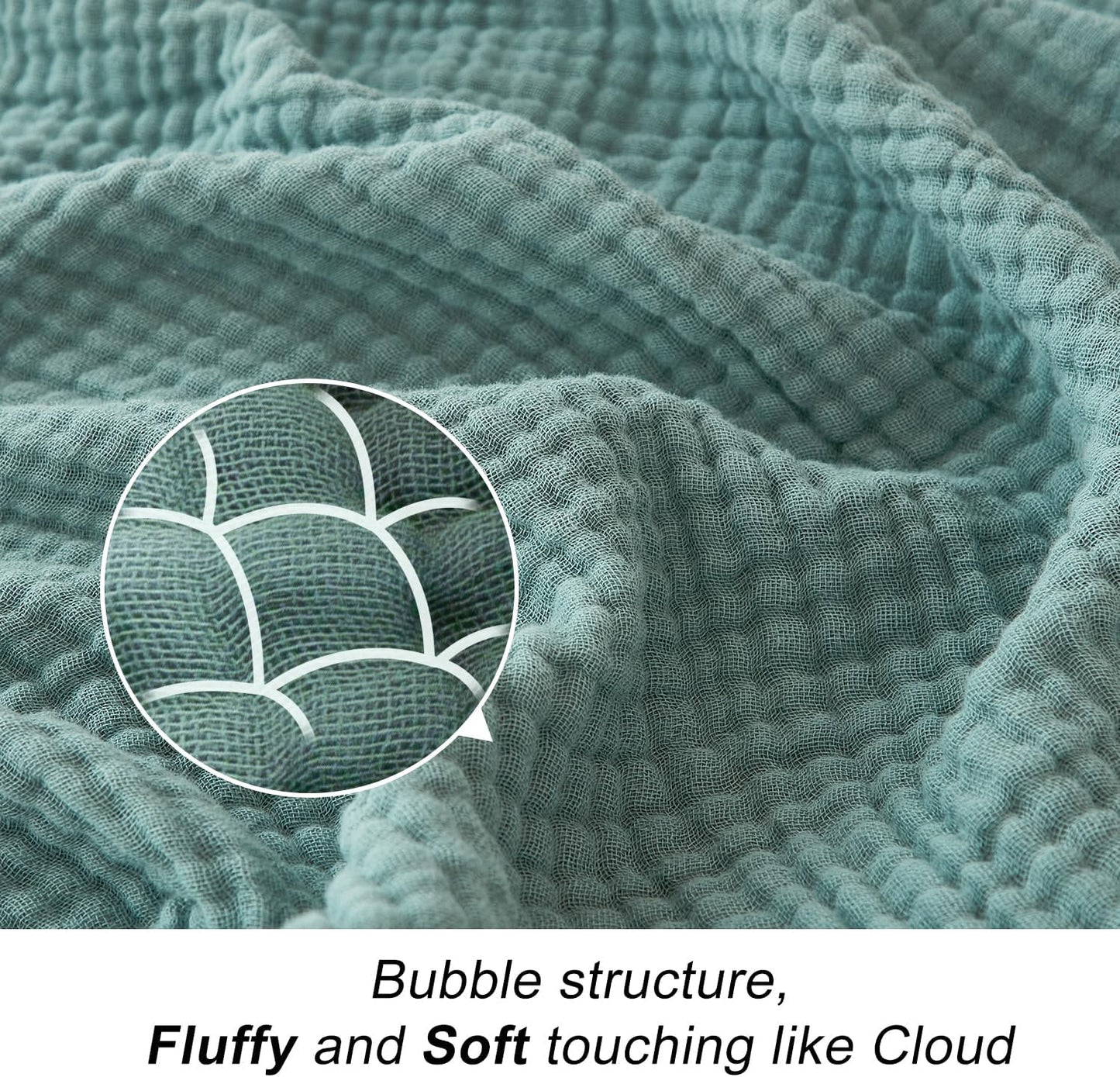 EMME Muslin Throw Blanket 100% Cotton Blankets for Couch Breathable Gauze All Season Soft and Lightweight Pre-Washed (Teal, 50"X70")