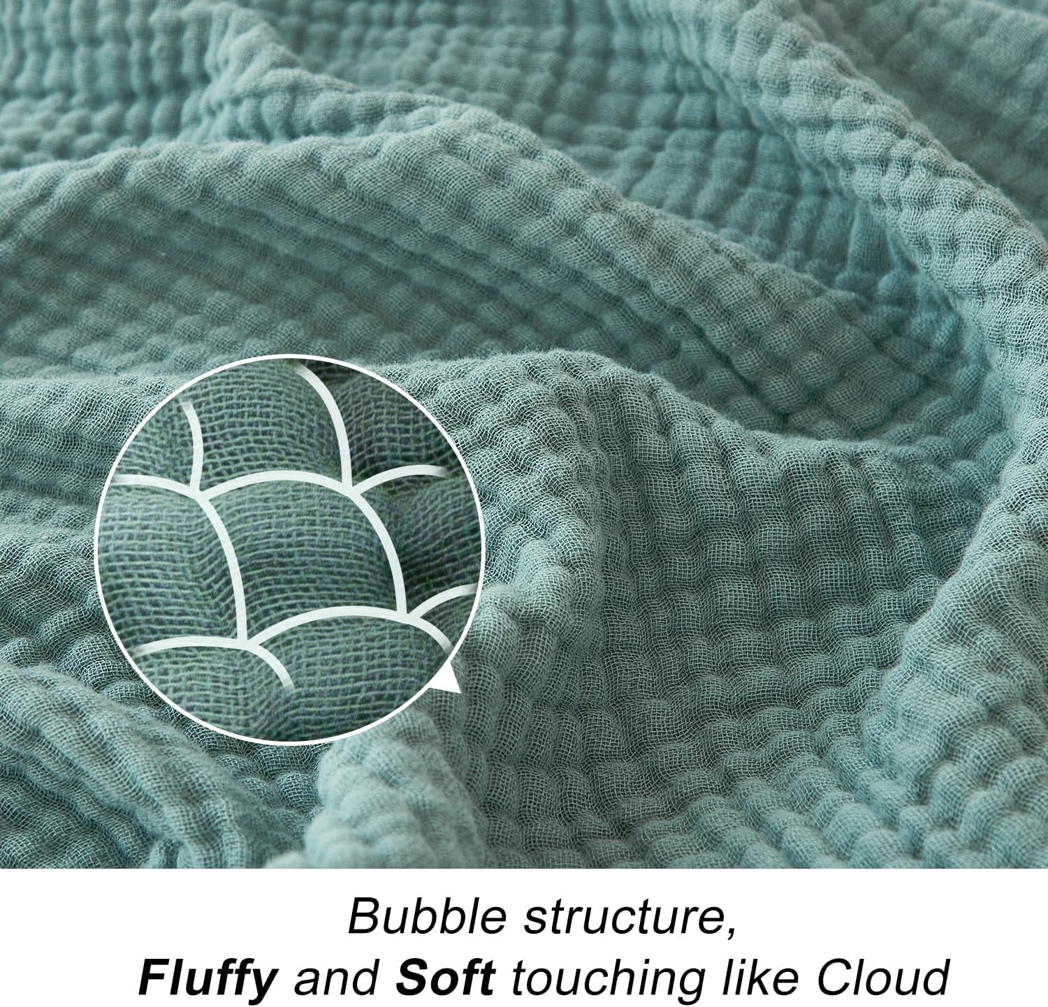 EMME Muslin Throw Blanket 100% Cotton Blankets for Couch Breathable Gauze All Season Soft and Lightweight Pre-Washed (Teal, 50"X70")