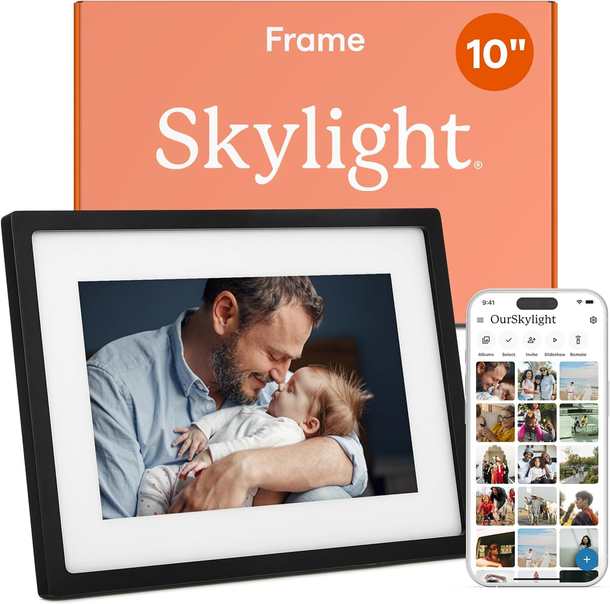 Skylight Digital Picture Frame, Load from Phone Capability, 10" Black