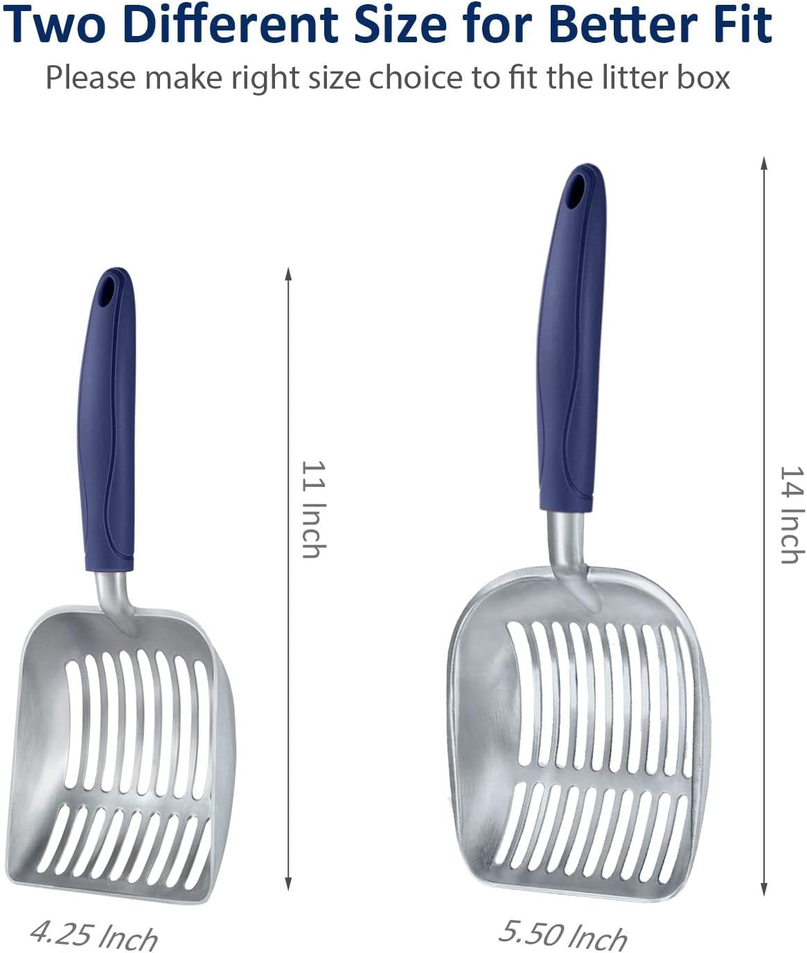 Wepet Cat Litter Scoop, Aluminum Alloy Sifter, Kitty Metal Scooper, Deep Shovel, Long Handle, Poop Sifting, Kitten Pooper Lifter, Durable, Heavy Duty, for Litter Box