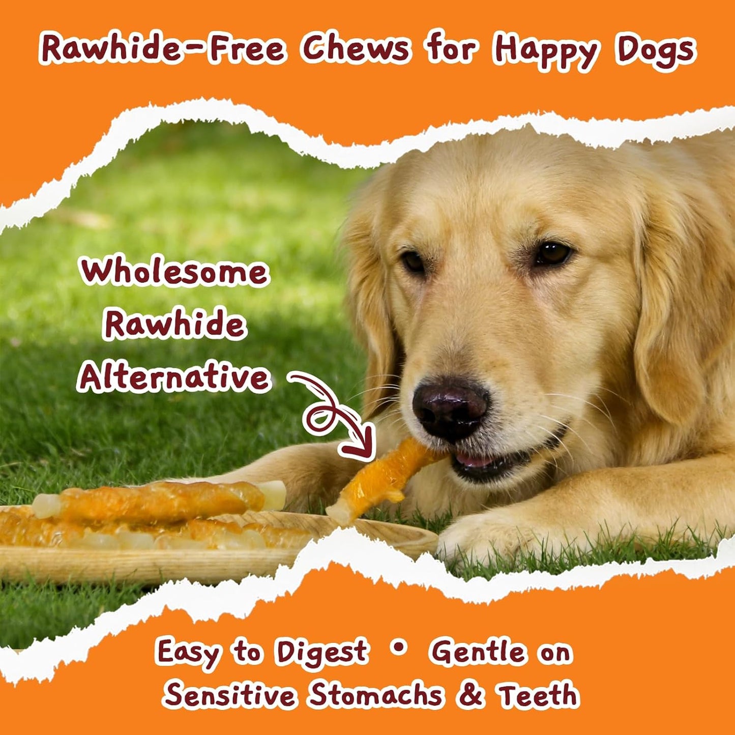 Jungle Calling Rawhide Free Dog Chews, Chicken Wrapped Cod Sticks Dog Treats, Easily Digestible Dog Snacks, Soft Chewy Training Treats for Small & Medium Dogs, 10.6 Oz