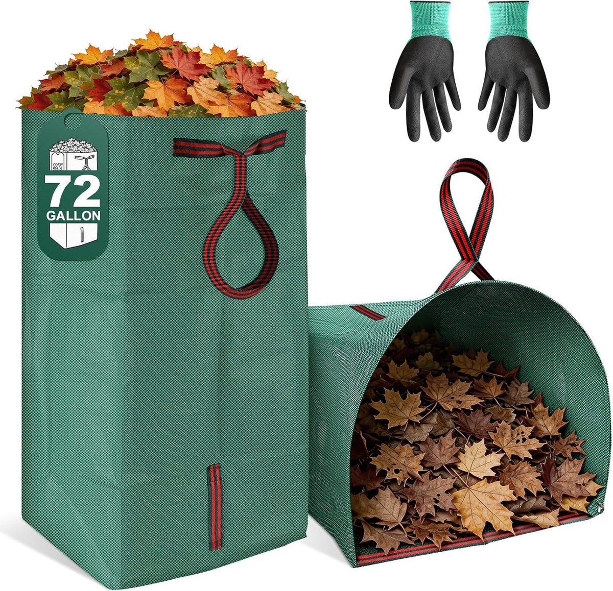 Yard Waste Bags 72 Gal 2-Pack, Reusable No-Bend Dustpan Leaf Bags