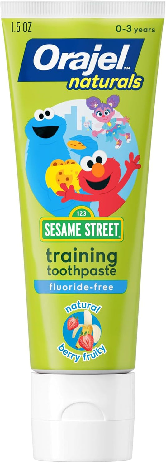 Orajel Naturals Sesame Street Kids Fluoride-Free Toothpaste, Berry, 1.5 Oz