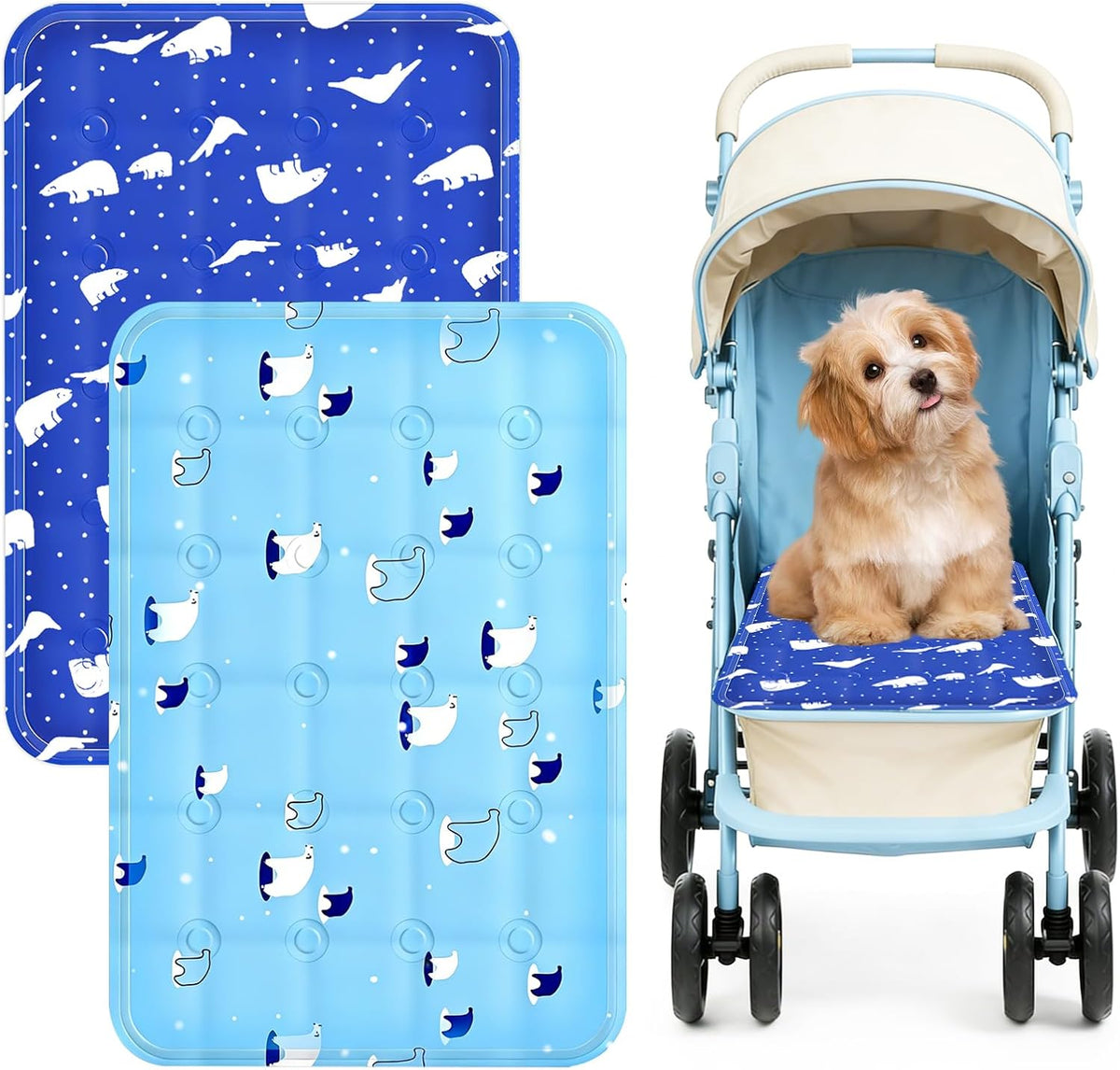 2Pcs Dog Stroller Cooling Mat for Pet Stroller Outdoor Pet Cooling Mat Waterproof Cooling Pad for Small Cat Puppy,Colorful