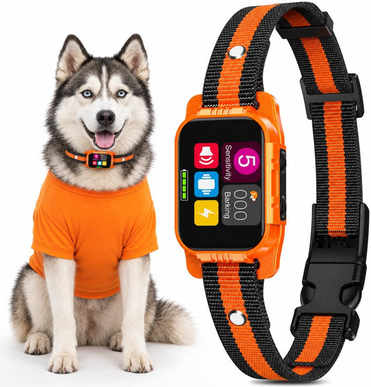Rechargeable Bark Collar for Large, Medium and Small Dogs, Automatic Bark Detection, Beep and Vibration, IP67 Waterproof