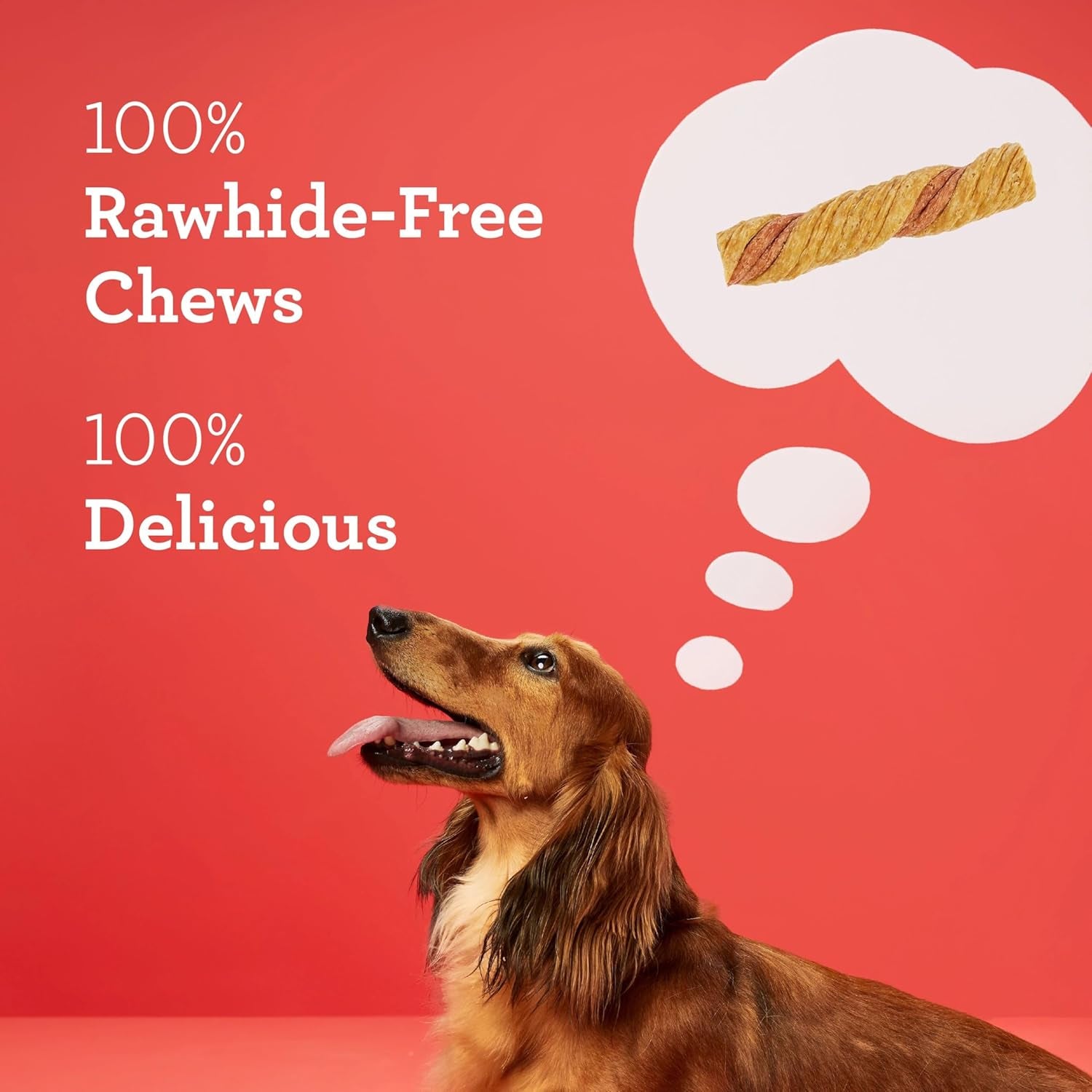 Dreambone Puffy Rolls Chews for Dogs, 8 Count, Treat Your Dog to Easy-To-Digest Rawhide-Free Chews Made with Real Peanut Butter and Bison