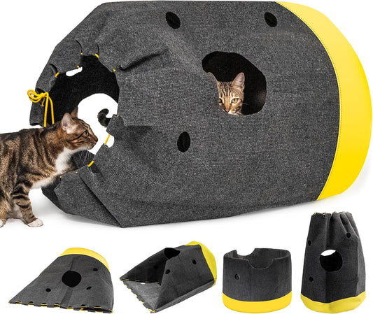 Cat Play Bag Collapsible Cat Activity Center Mat Play Rug