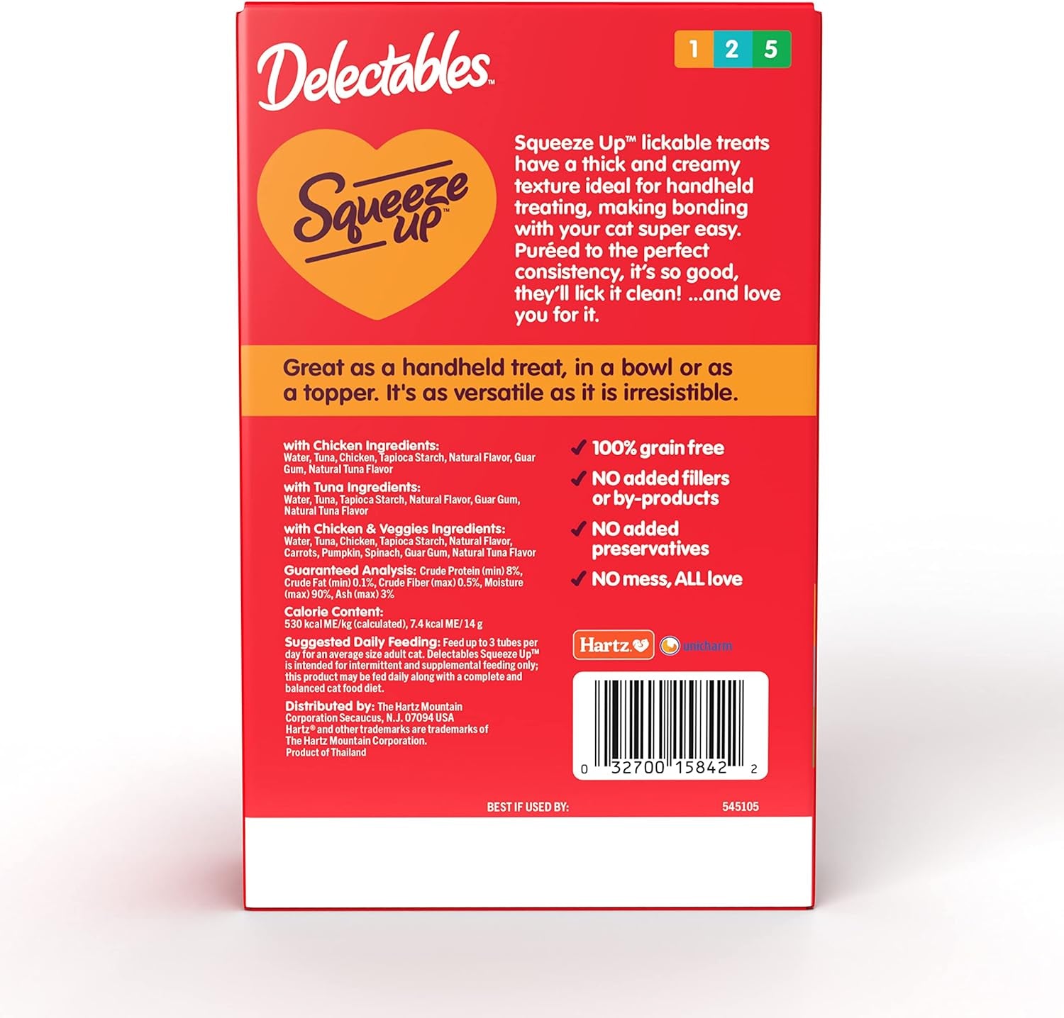 Delectables Squeeze up Variety Pack, Creamy Squeezable Puree, Lickable Wet Cat Treats, Grain Free, No Added Fillers, No By-Products, No Added Preservatives, 0.5 Ounces Tube, 20 Tubes Total