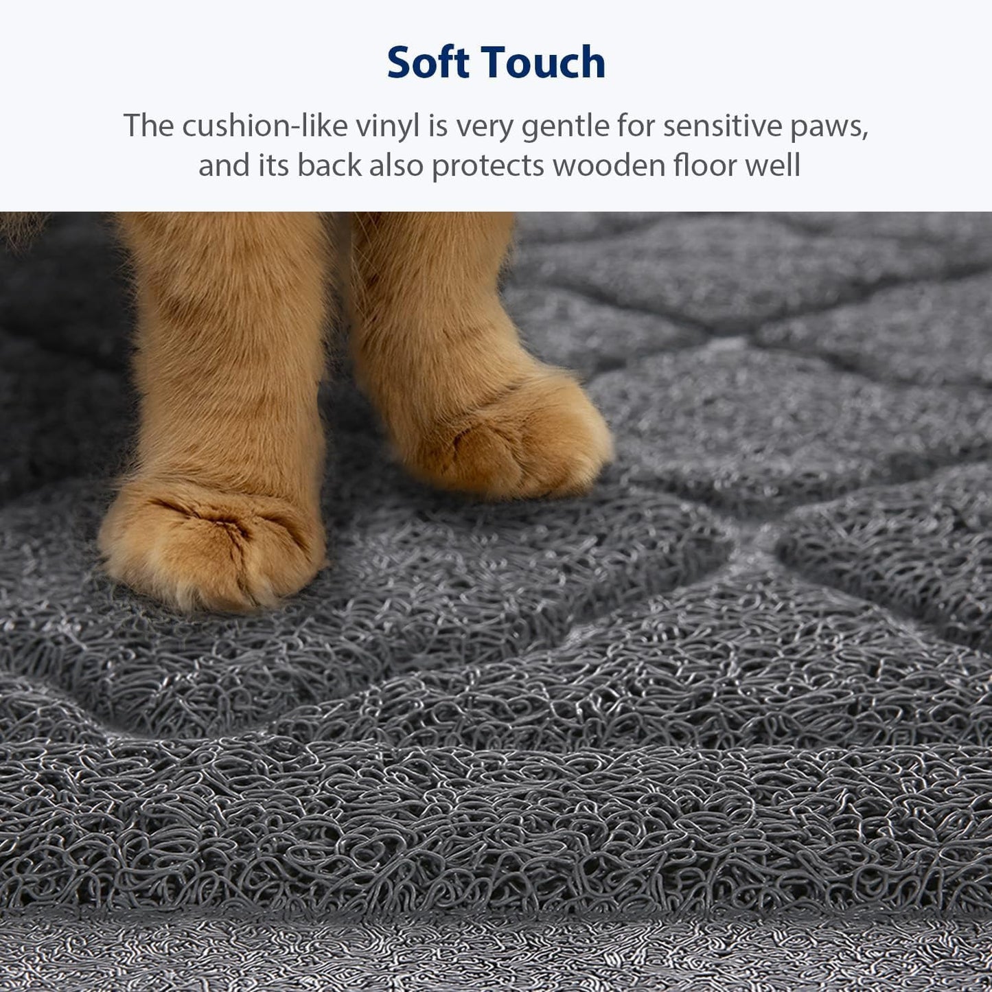 Wepet Cat Litter Box Mat, Kitty Premium PVC Pad, Durable Trapping Rug, Phthalate Free, Urine-Resistant, Scatter Control, XXL 47 X 36 Inch, Grey