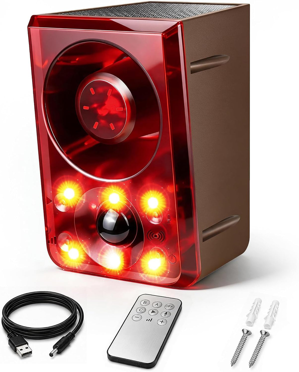 Solar Outdoor Motion Sensor Alarm, Dog Barking&Gunshot Sound,130Db Loud