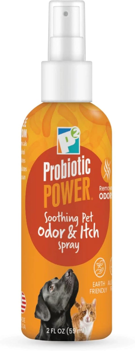 Pet Odor & Itch Spray – Dog, Cat, Puppy, Kitten Grooming Spray, Deodorizer, Litter Box Freshener, Hot Spot Spray, Coat, Bedding, Kennel, Carrier, Travel – 2 Oz