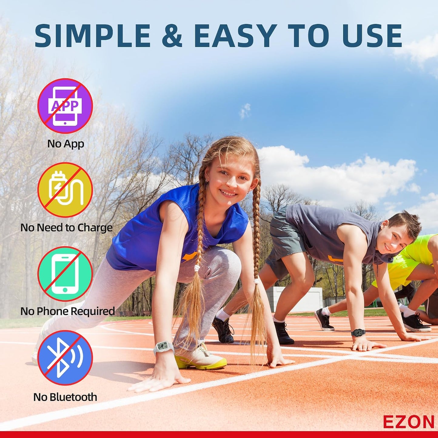 EZON T048 Digital Kids Watch for Teens Girls Boys,Sport Watch with Virtual Pet Cat Step Counter Stopwatch Pedometer Timer Alarm, No App Waterproof Fitness Tracker for Ages 7-18