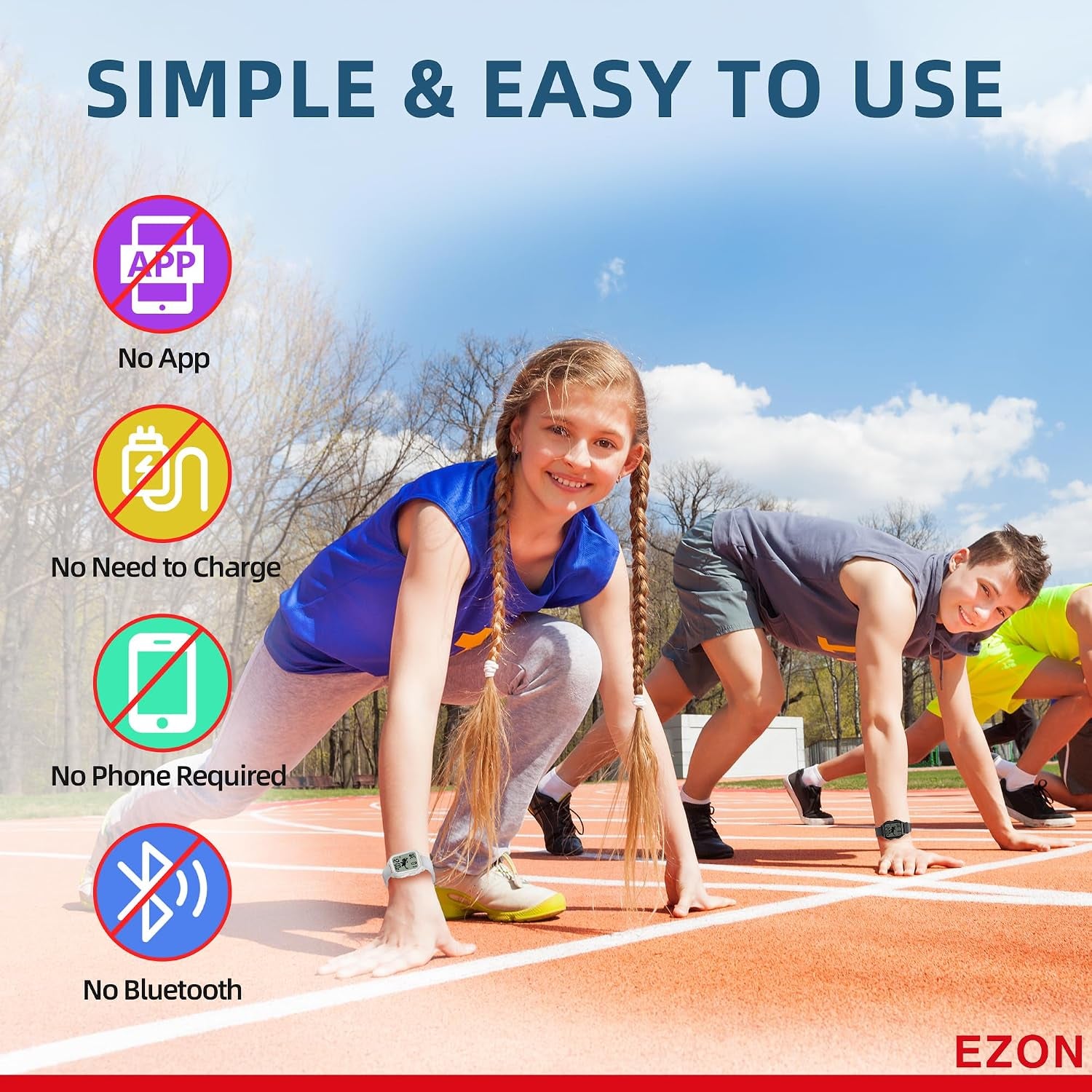 EZON T048 Digital Kids Watch for Teens Girls Boys,Sport Watch with Virtual Pet Cat Step Counter Stopwatch Pedometer Timer Alarm, No App Waterproof Fitness Tracker for Ages 7-18