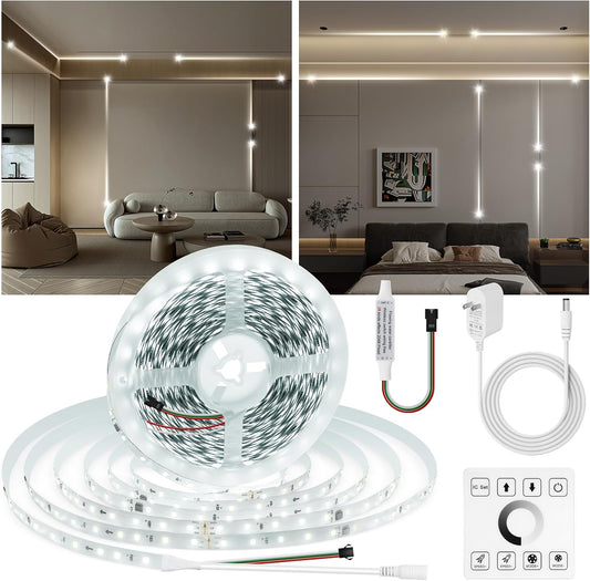 Runing Water Flowing LED Strip Light 65.6Ft 6500K White with Remote
