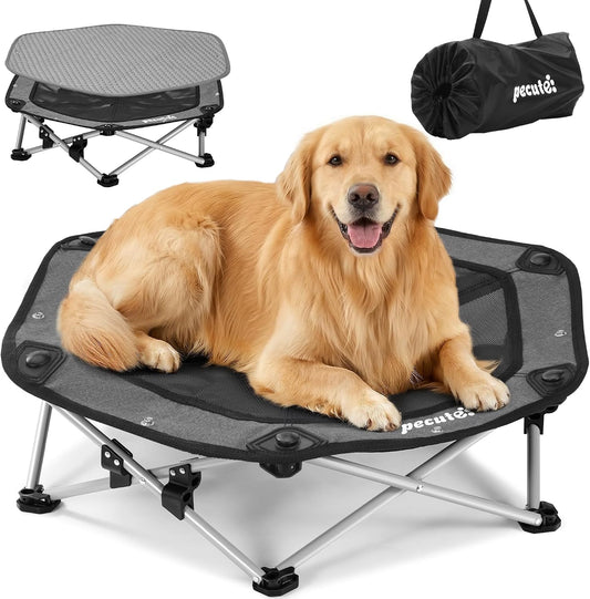 Pecute Raised Dog Bed with Cooling Mat, Elevated Pet Cot for Large Dogs, XL