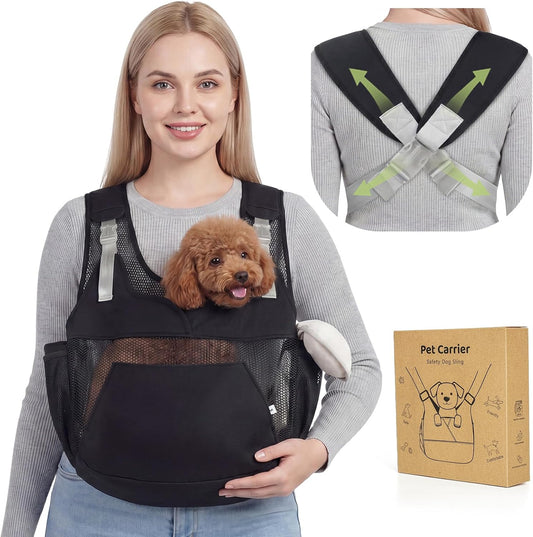 Dog Sling Carrier for Small Dogs with Thicken Bottom Support 5-12 Lbs