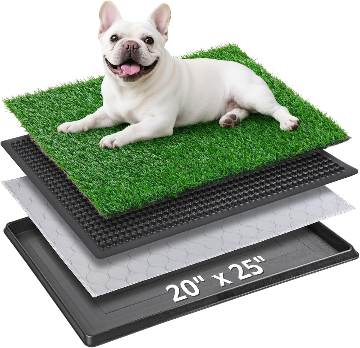 20"X25" Portable Dog Grass Pad with Tray, for Indoor Outdoor Potty Training