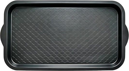 Petlike Boot Tray for Entryway, Pet Food Mat, Waterproof Rubber Shoe Mat for Indoor and Outdoor, Multi-Purpose Tray for Boots, Shoes, Pets, Garden (Black, 1PACK 29.5X16 INCH)
