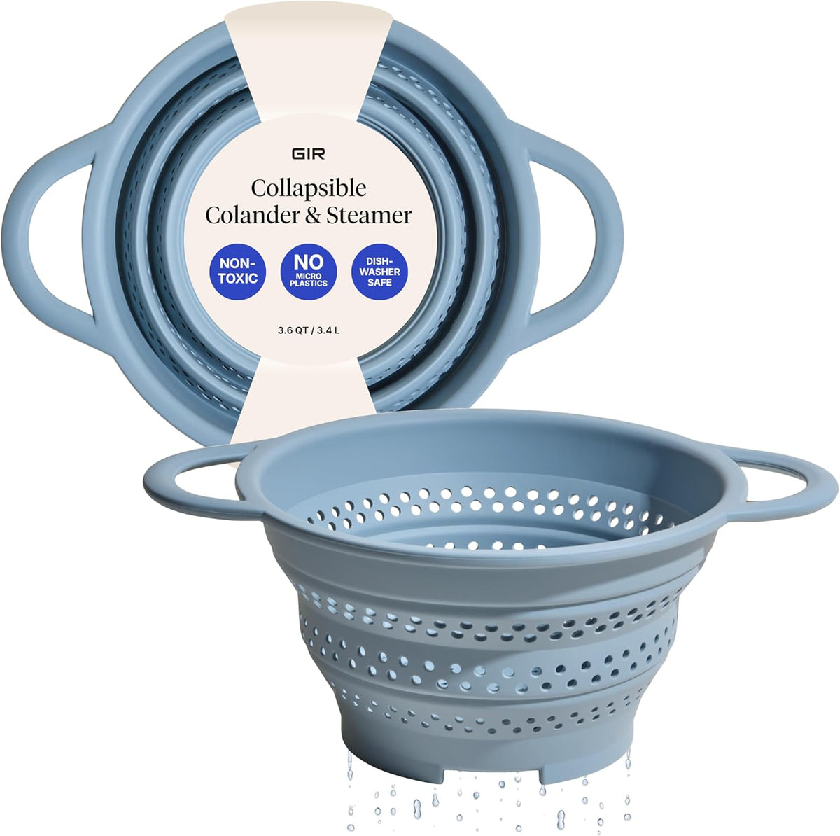 GIR Collapsible Colander, Silicone Strainer & Steamer, Bpa-Free – Slate