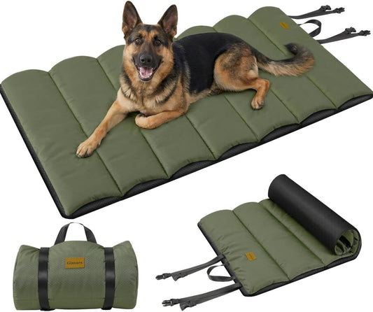 Gimars Upgraded Thickened XL Outdoor Dog Bed with Waterproof Film, Easy to Roll up with Buckle, Large Travel Pet Bed for Large & Extra Large Dog, Portable, Foldable, Washable for Camping,Traveling