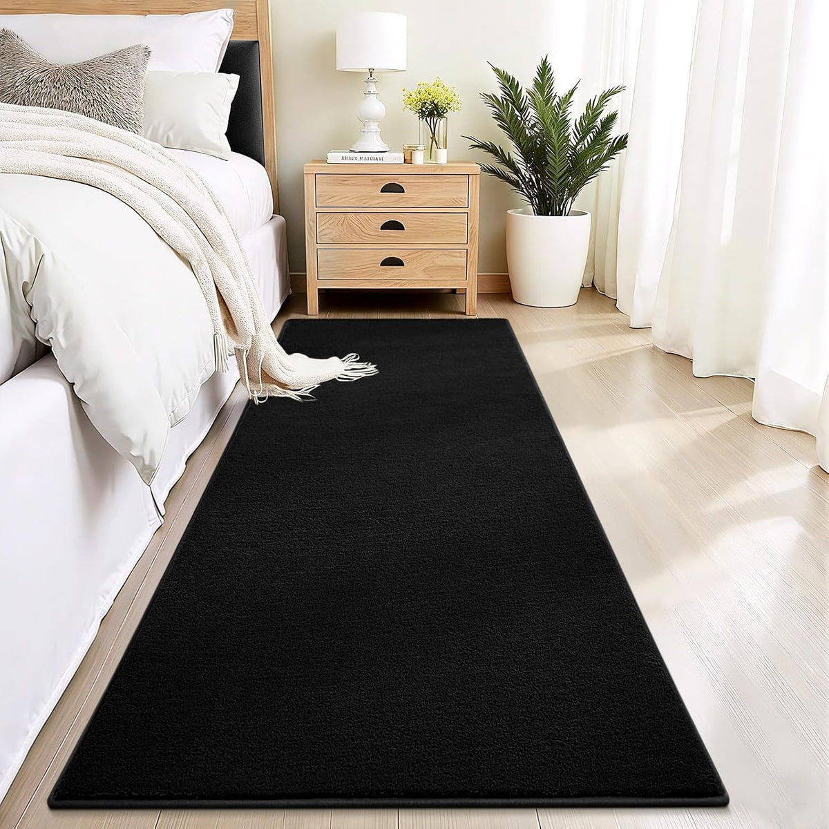 Vasofe Black Hallway Runner Rug, 2X6 Non Slip Runners, Washable Bedroom Rug