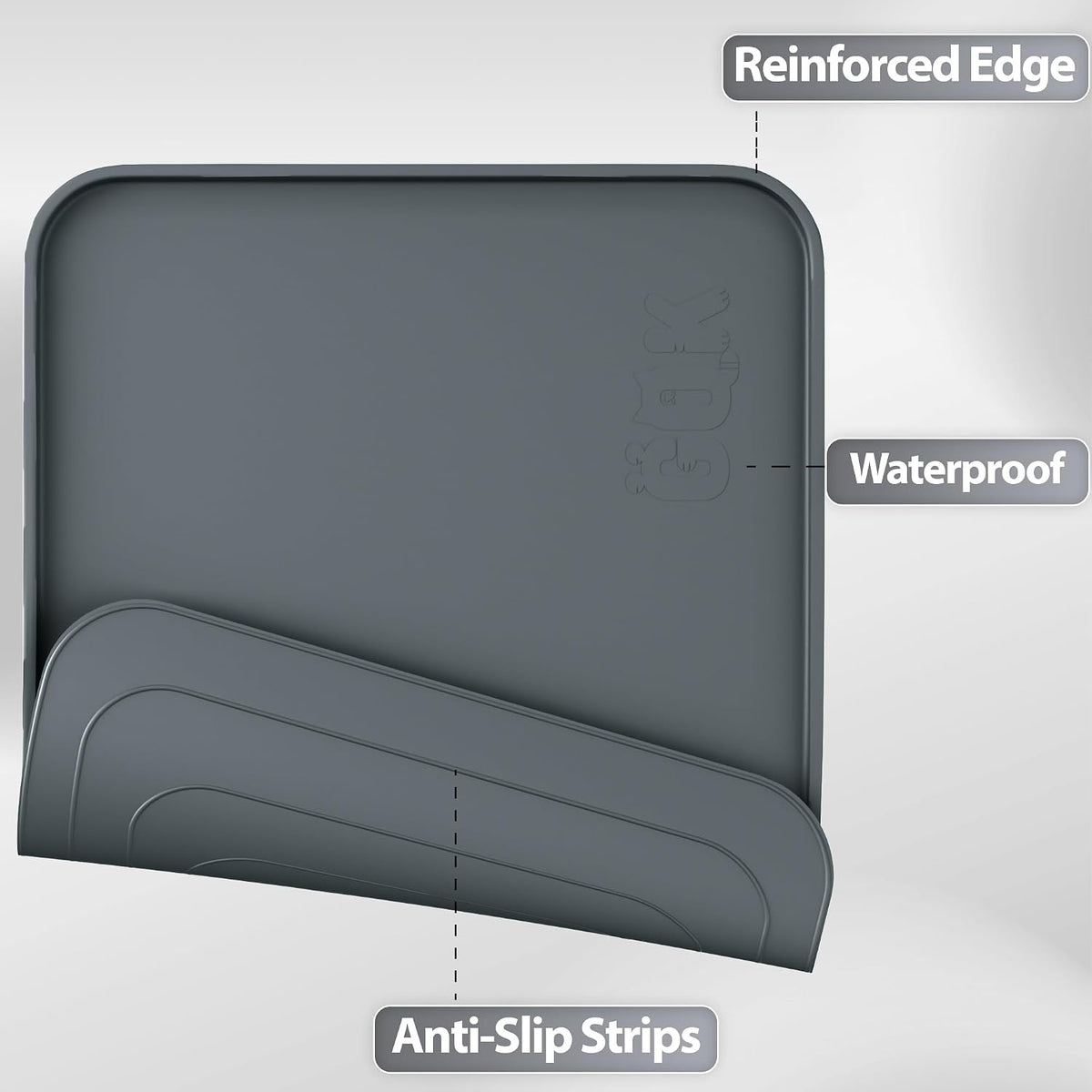 Silicone Dog Cat Food Mat Extra Thick Raised Edge, 18"X12" Gray