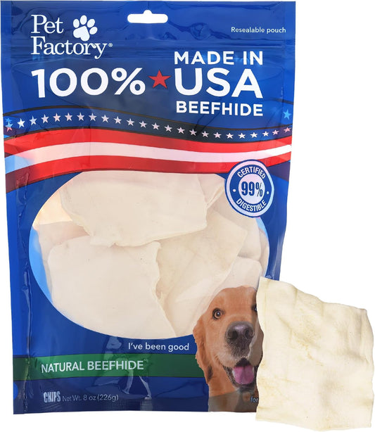 Pet Factory 100% USA Made Beefhide 8In Rolls Dog Dental Chews - Thick Rawhide Dental Chews for Dogs, Promotes Healthy Teeth & Gums, 99% Digestible - 8 Ounce (Pack of 1)
