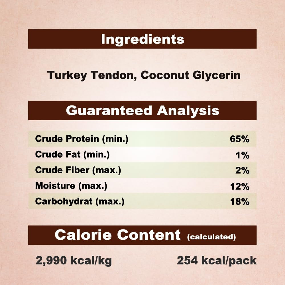 A Freschi Srl Turkey Tendons for Dogs, Usa-Sourced Human Grade, Rawhide-Free Long-Lasting Puppy Chews, All Natural Hypoallergenic Dog Treats for Small Breeds, Strips, 3Oz Pack