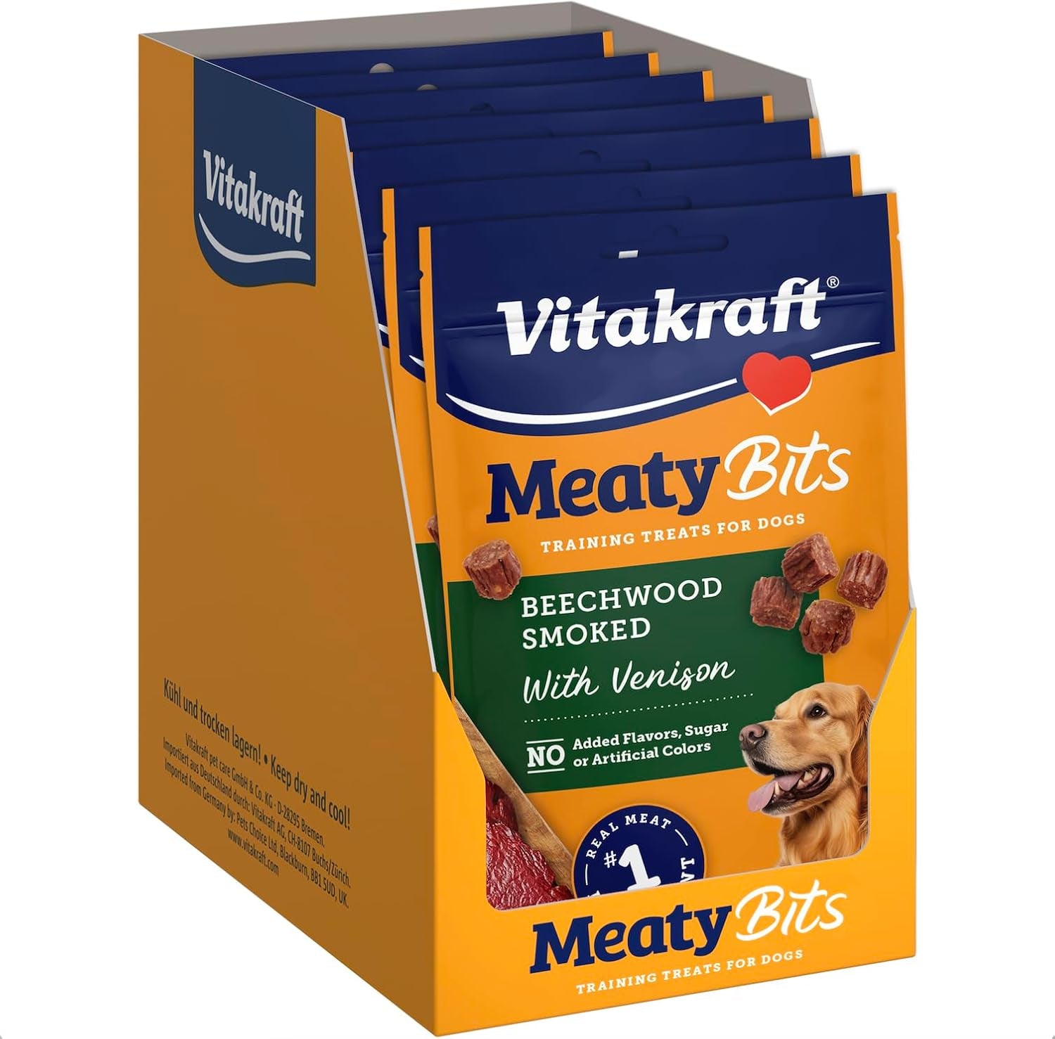 Vitakraft Meatybits Venison, Training Treats for Dogs, Naturally Smoked, Real Meat #1 Ingredient, No Added Sugar, No Artificial Flavors or Colors, Soft Dog Treats, Bag, 2.2 Oz, 7 Count