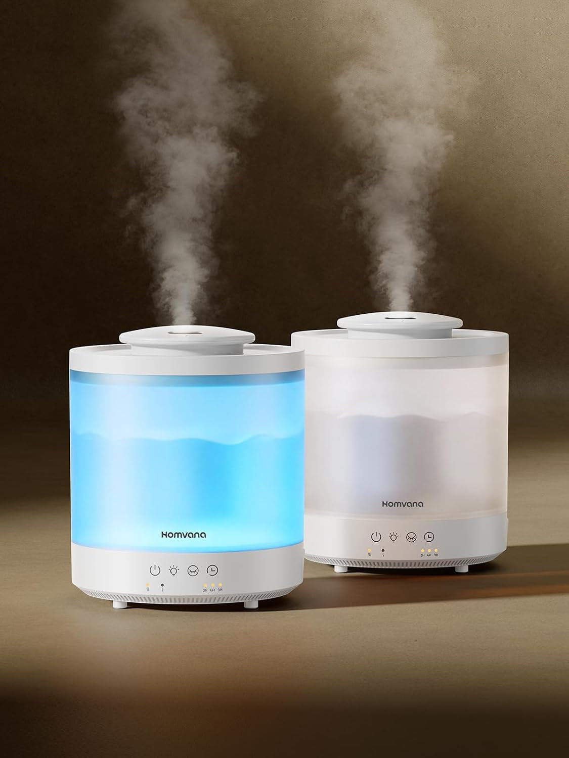 Homvana 1.5L Cool Mist Humidifiers for Bedroom, Baby, Large Room, 2 Packs