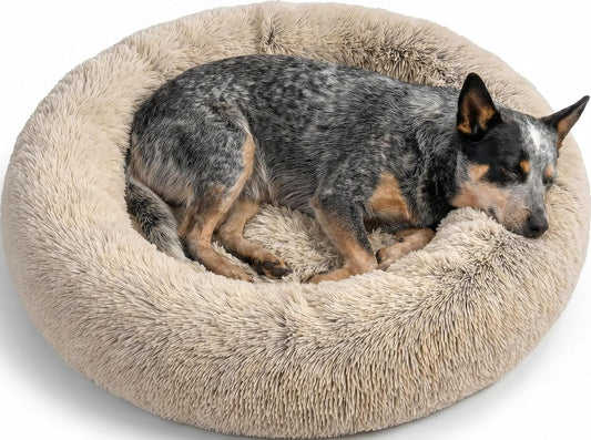 Best Friends by Sheri Original Calming Donut Dog Bed, Taupe, Medium, 30"