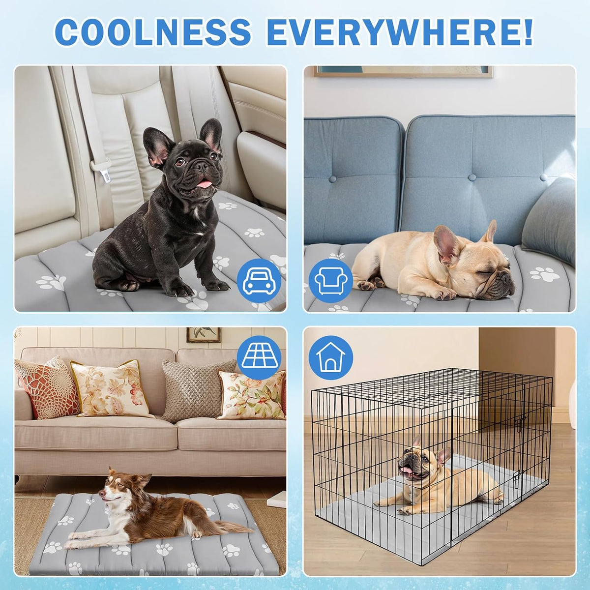 SCENEREAL Dog Cooling Mat for Crate, Thicken Self-Cooling Dog Pad Reversible (Cool & Warm), 59"X40" Pet Cool Bed for M Large XL Dogs,Kennel Sofa Mats Machine Washable, Durable Non-Toxic Gel, Outdoor