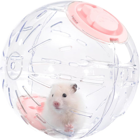 7.9 Inch Hamster Ball, Running Ball Toy, Transparent, Breathable, Reduce Stress, Promote Exercise Health, Easy to Clean, Hamster Accessory, for Syrian Dwarf Hamster, Gerbils, Mice, Small Pets, Pink