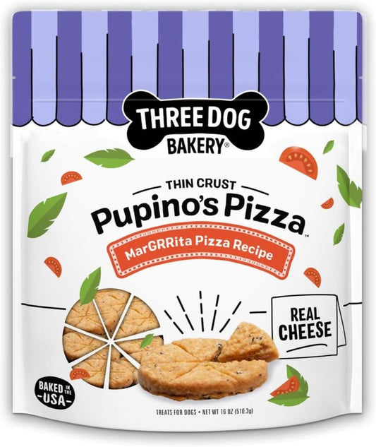 Three Dog Bakery Pupino’S Pizza Cookies for Dogs, Dog Treats with Real Ingredients, 16 Oz