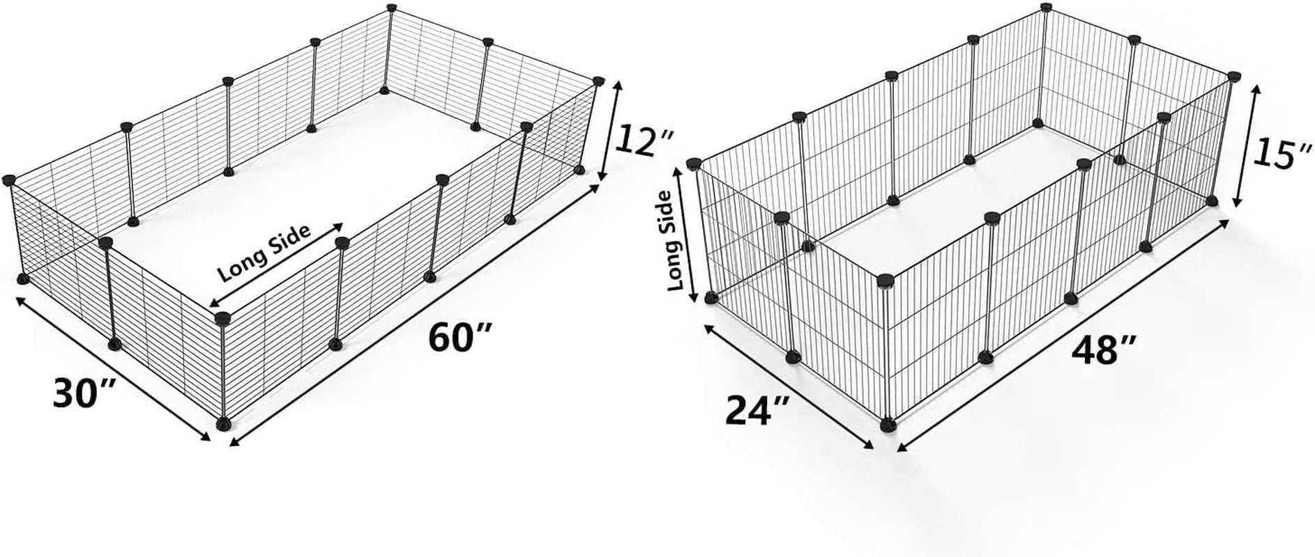 LURIVA DIY Small Animal Playpen, Pet Playpen, Guinea Pig Cages, Rabbit Playpen, Dog Puppy Playpen, Indoor Metal Wire Yard Fence, 15 X 12 Inch, 12 Panels, Black